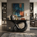 Modern Infinity Console Table Designer Interior, solid wood, built to order, view 4