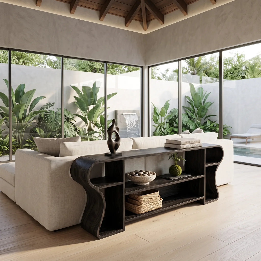 Contemporary Display Console Table, solid wood, built to order