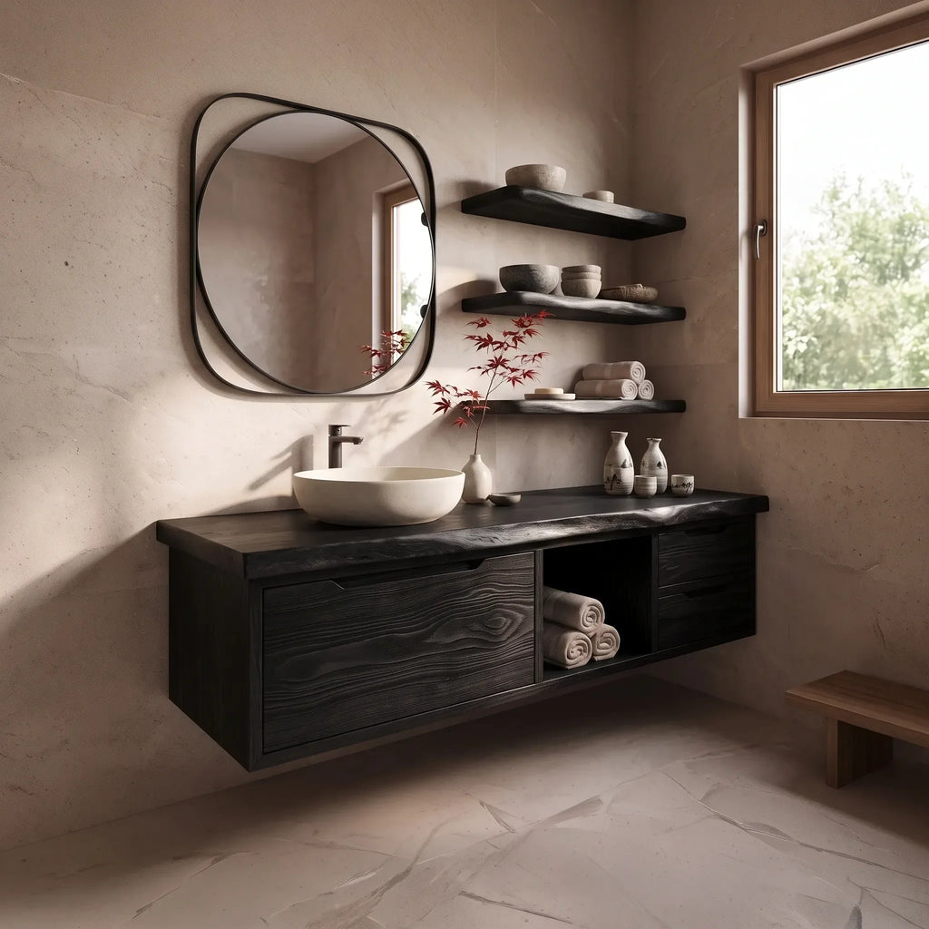 Contemporary Double Sink Bathroom Vanity Ensuite, solid wood, built to order