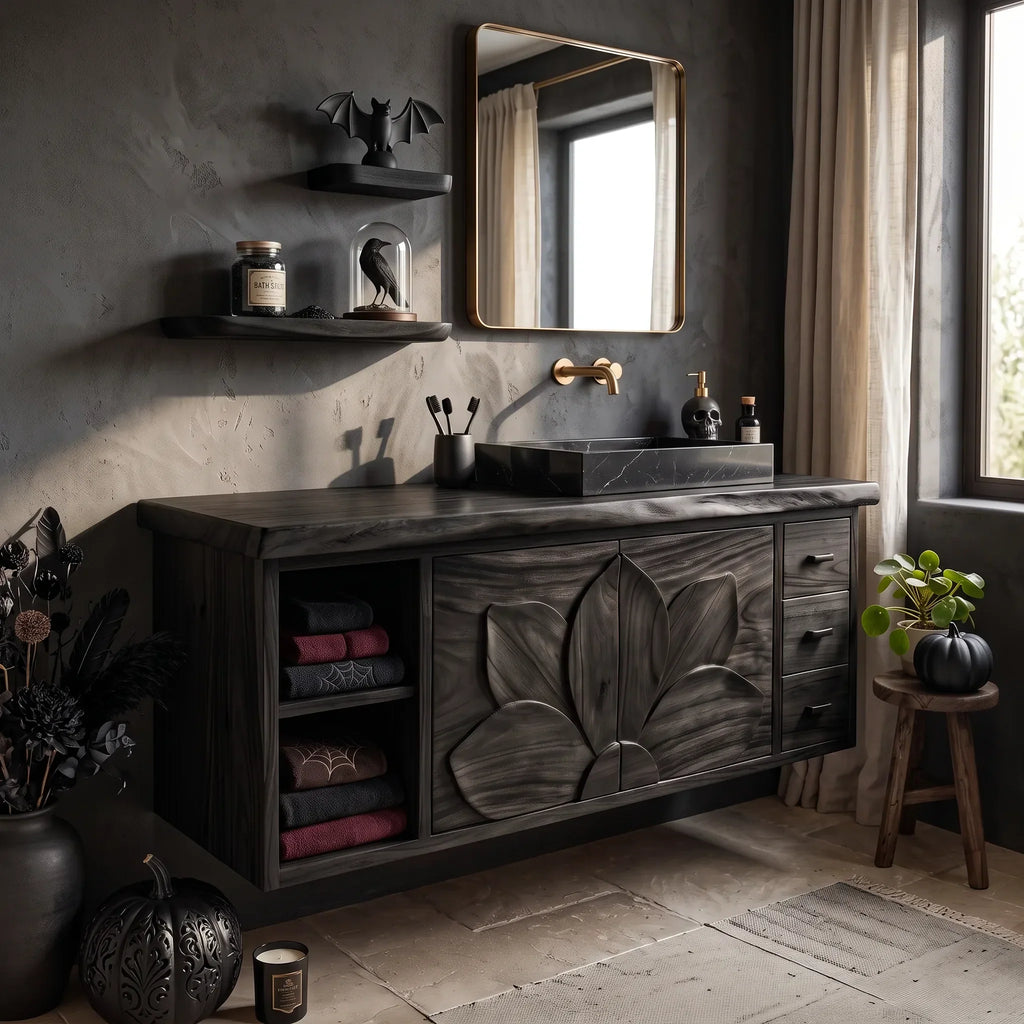 Farmhouse Storage Bathroom Vanity Country Retreat, solid wood, built to order