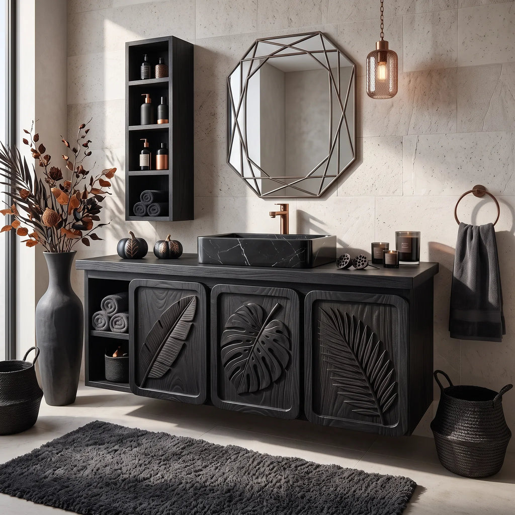 Organic Bathroom Vanity Boutique Hotel, solid wood, built to order, view 4