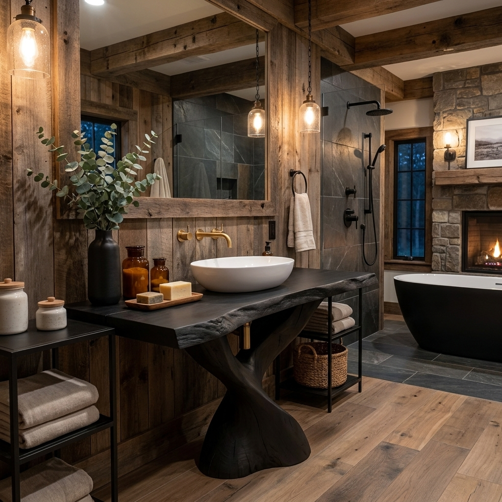 Modern Bathroom Vanity with Twisted Base for Spa Bath, solid wood, built to order, view 4