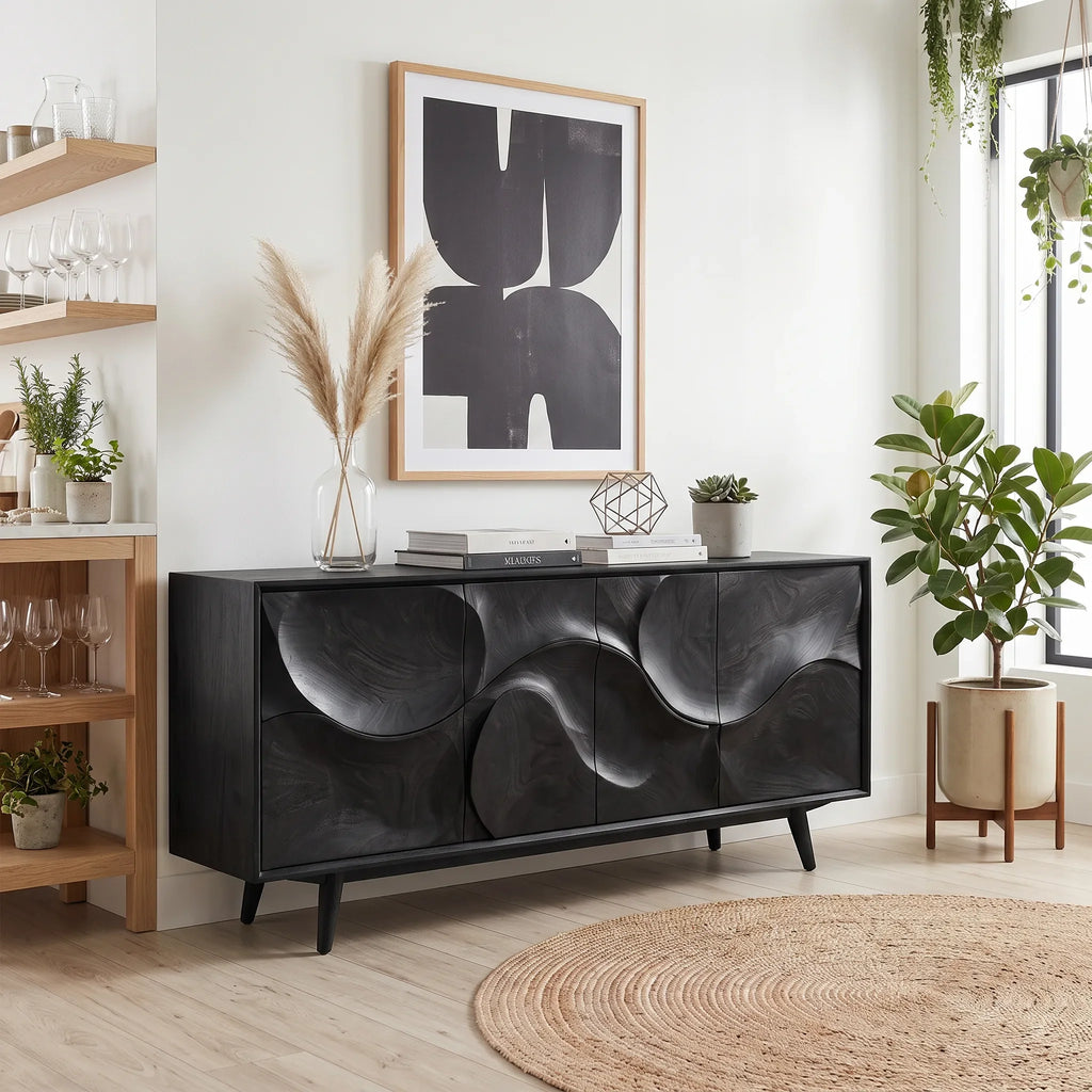 Organic Modern Buffet Cabinet with Storage Kitchen, solid wood, built to order, view 3