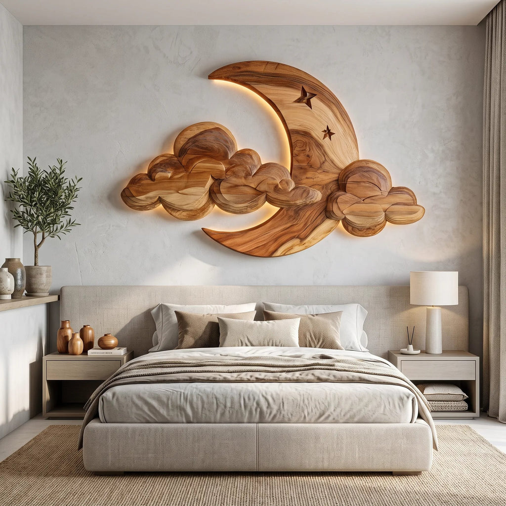 Japandi Carved Wood Wall Art, solid wood, built to order