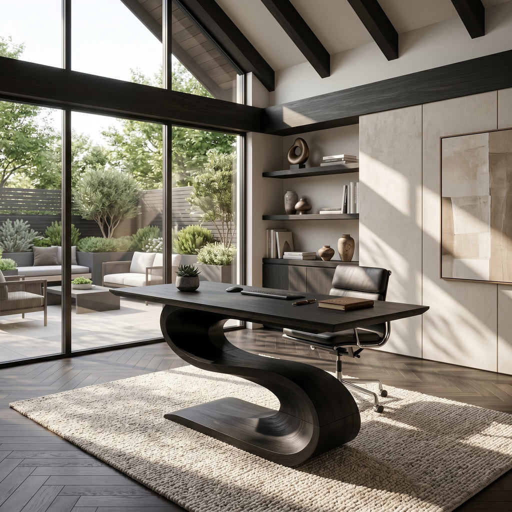 Contemporary Executive Desk, solid wood, built to order