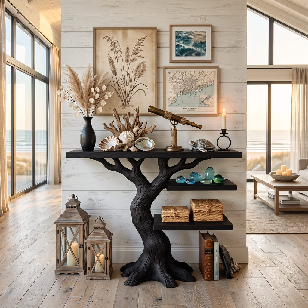 Contemporary Woodland Branch Console Table, solid wood, built to order