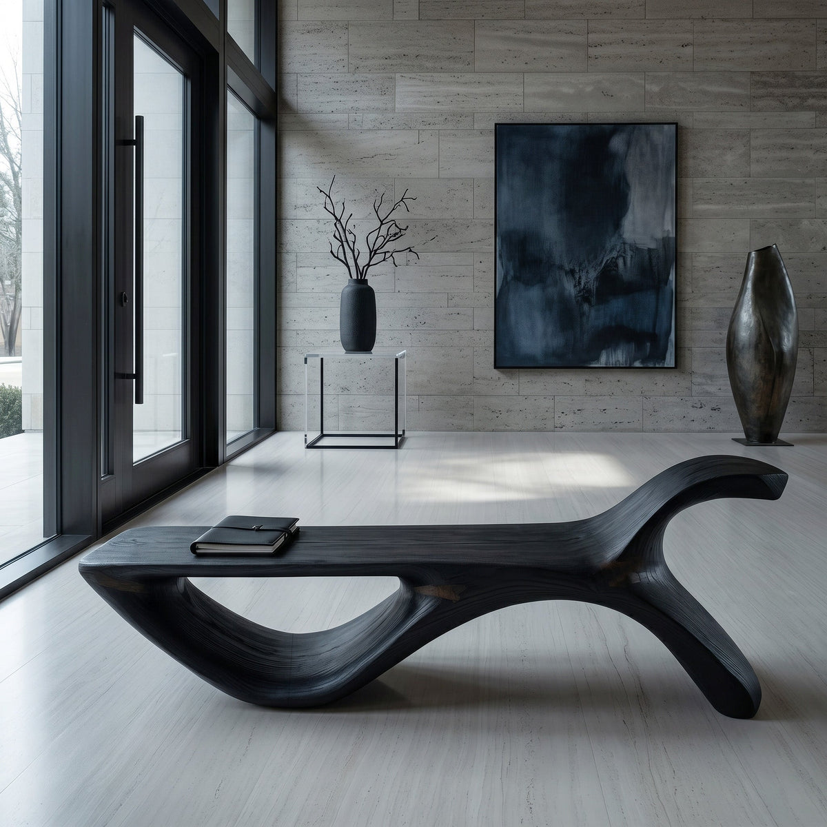 Contemporary Organic Bench, solid wood, built to order