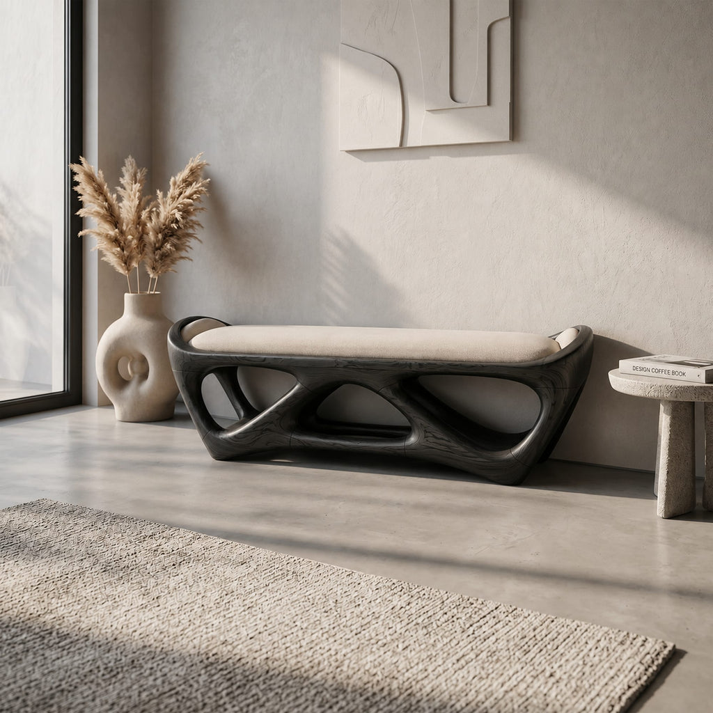 Designer Wooden Bench Creative Studio, solid wood, built to order