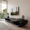 Minimal Curved TV Console, solid wood, built to order, view 4