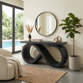 Contemporary Infinity Loop Console Table Hallway, solid wood, built to order, view 4