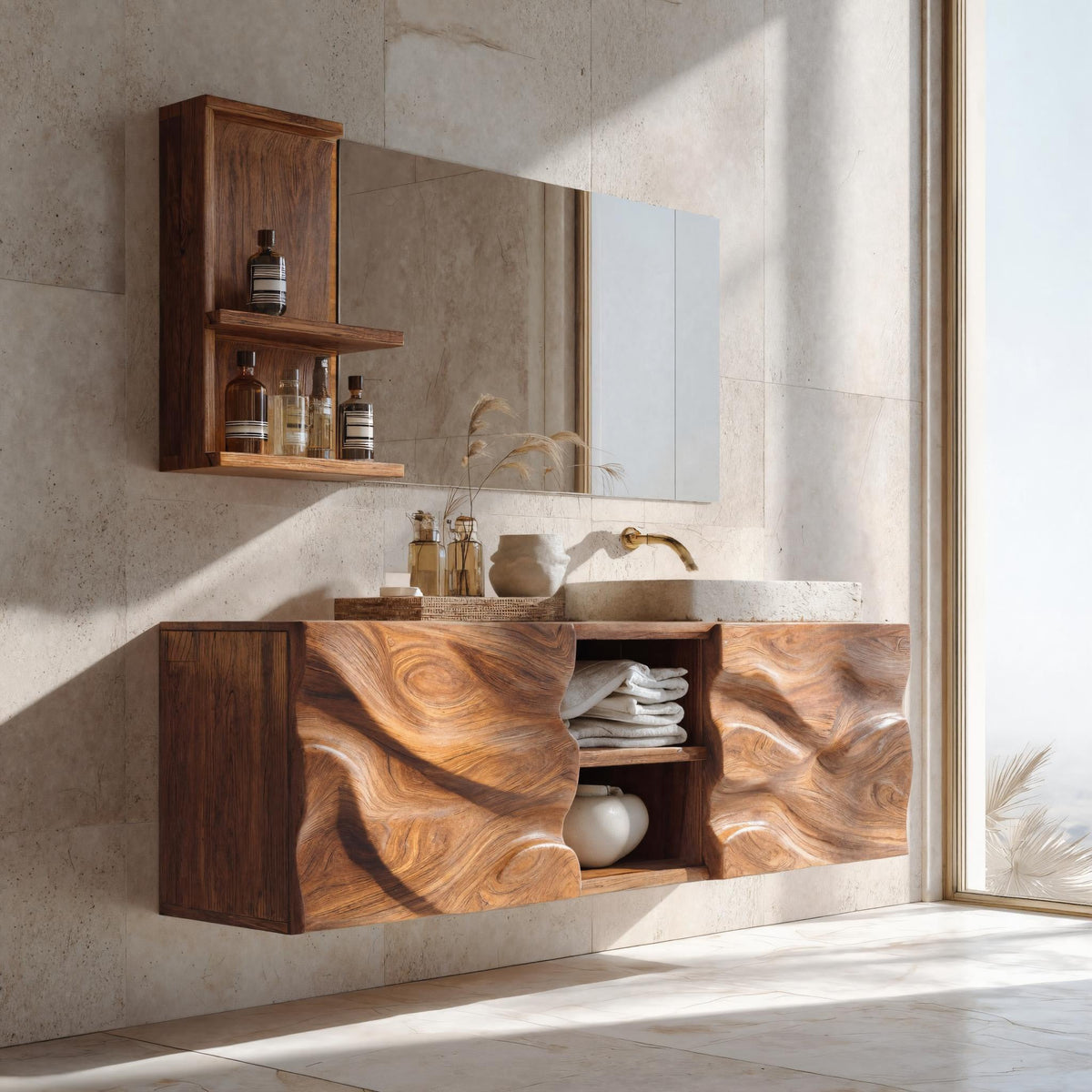 Handcrafted Wall Bathroom Vanity, solid wood, built to order