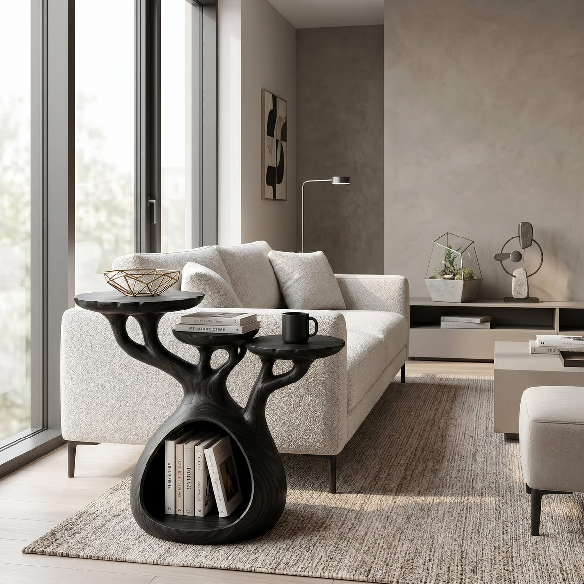 Japandi Multi Level Side Table Lakeside Living Room, solid wood, built to order