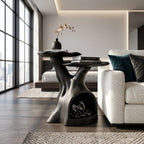 Contemporary Dual Tier Side Table Designer Residence, solid wood, built to order
