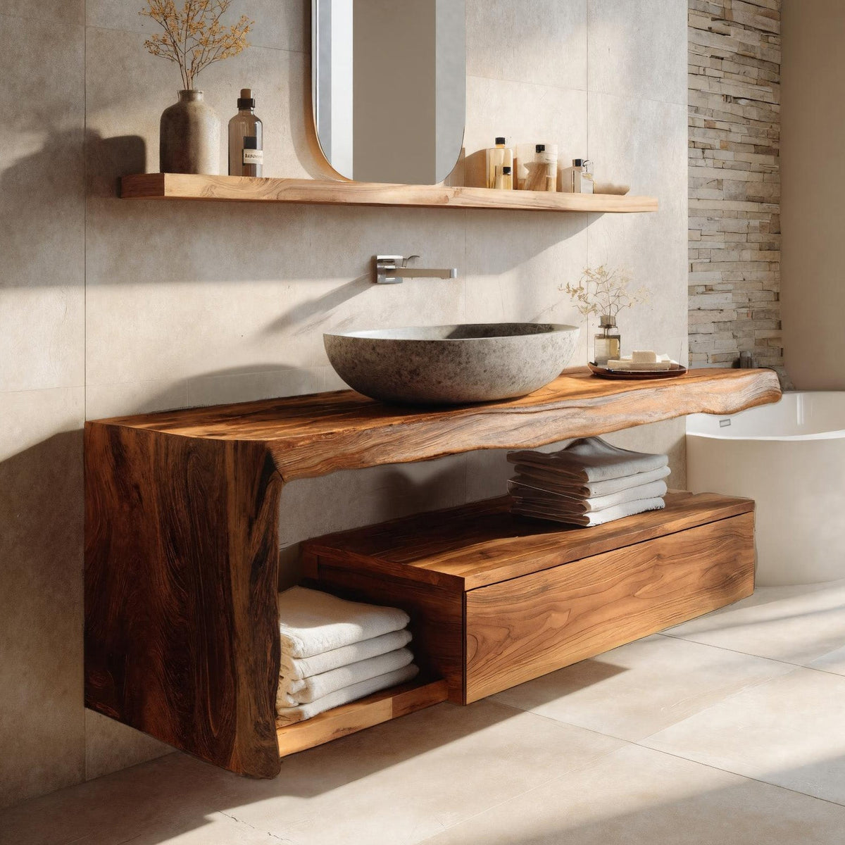 Modern Floating Bathroom Vanity for Spa, solid wood, built to order