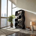 Minimalist Bookshelf Featuring Curved Side Panels, solid wood, built to order