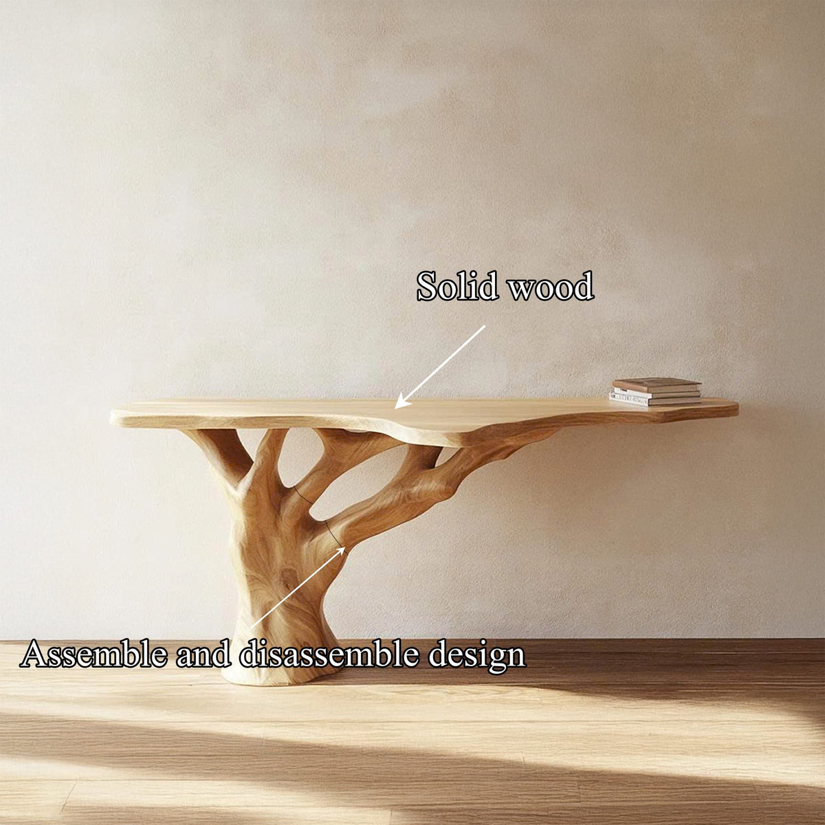 Mid Century Sculptural Base Console Table