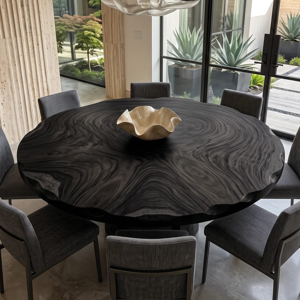 Mid Century Live Edge Round Table Top Penthouse, solid wood, built to order