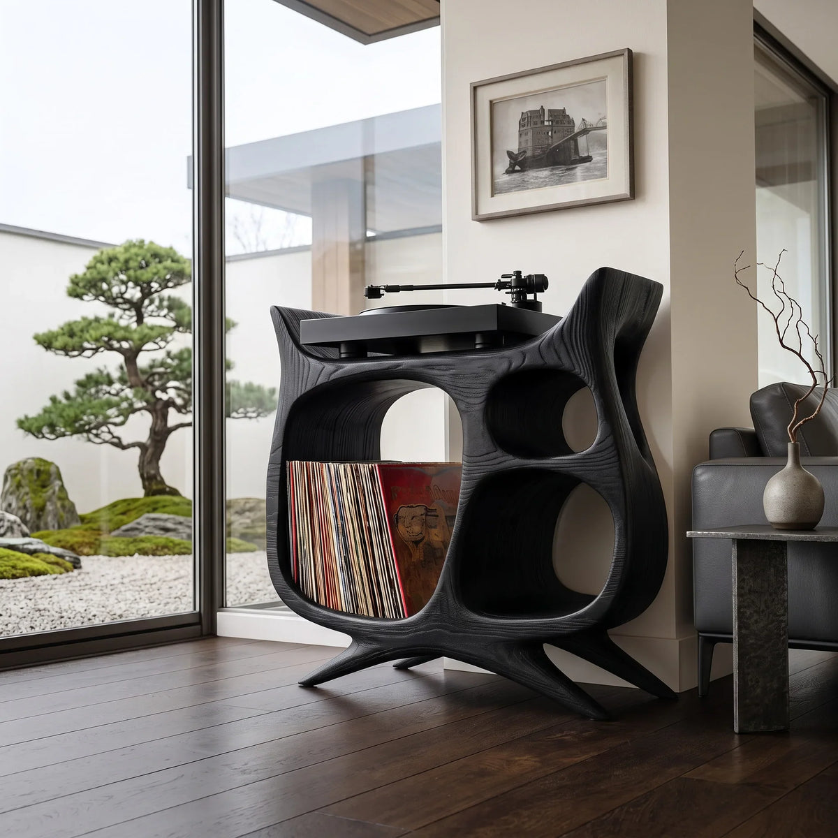 Organic Modern Record Player Cabinet, solid wood, built to order, view 4