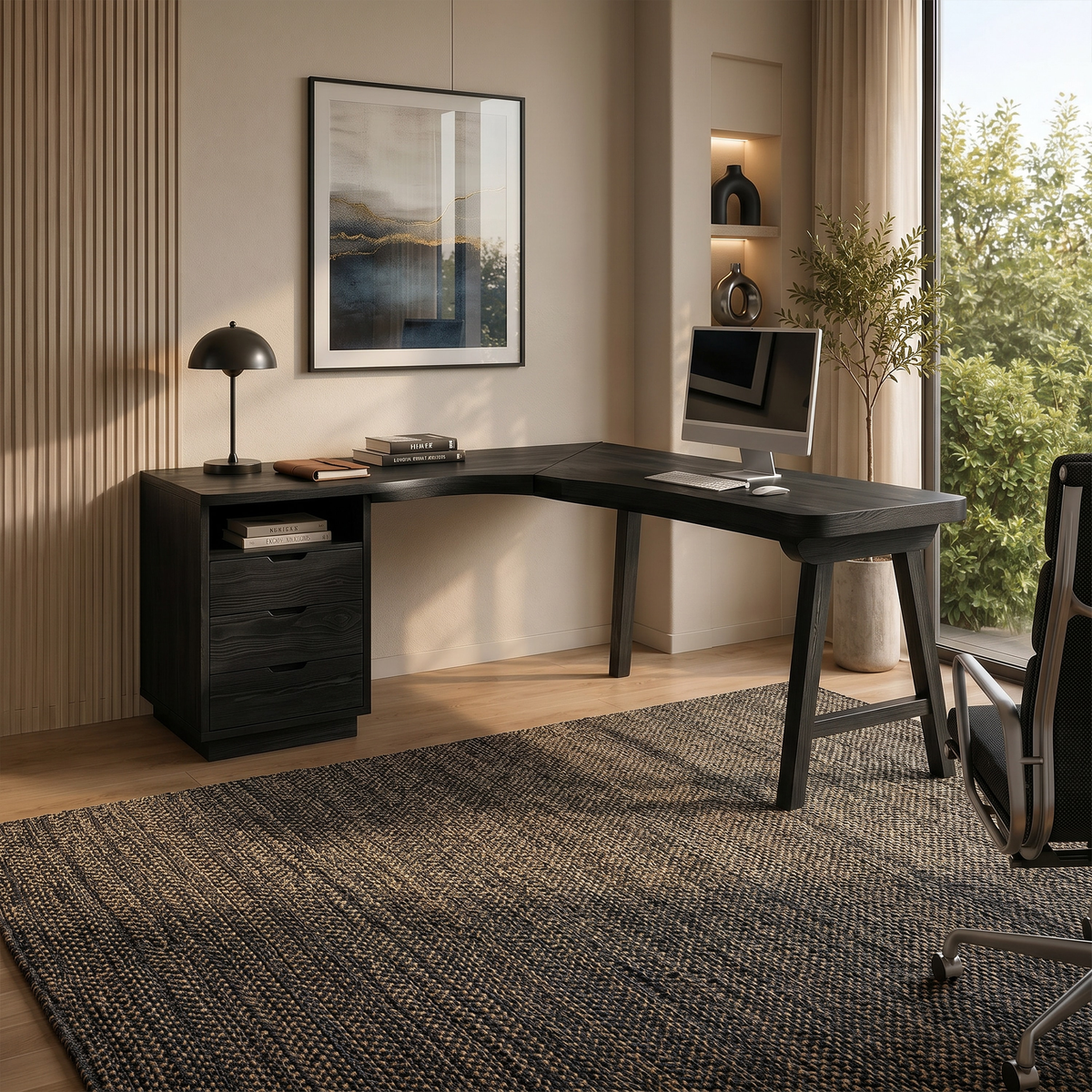 Organic Executive Desk Bedroom Workspace, solid wood, built to order, view 4