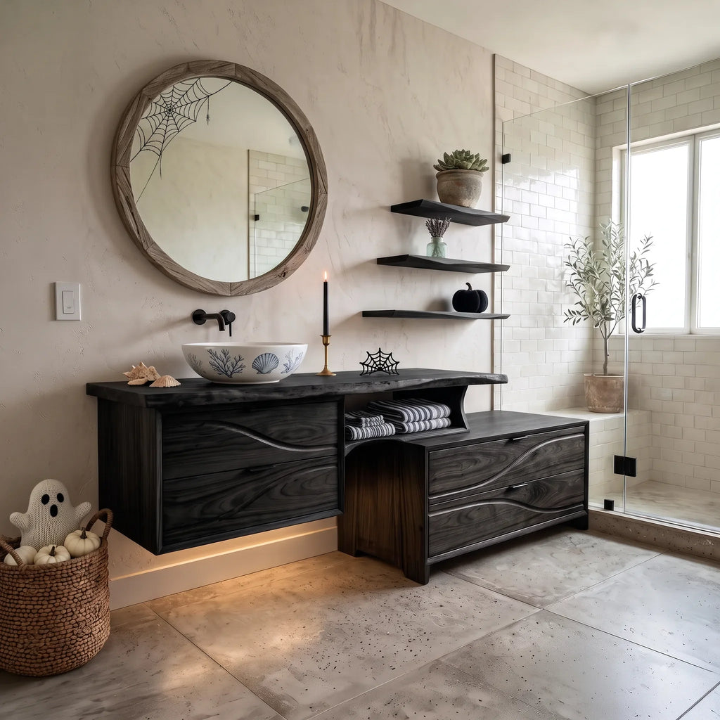 Organic Floating Bathroom Vanity Modern Bathroom, solid wood, built to order