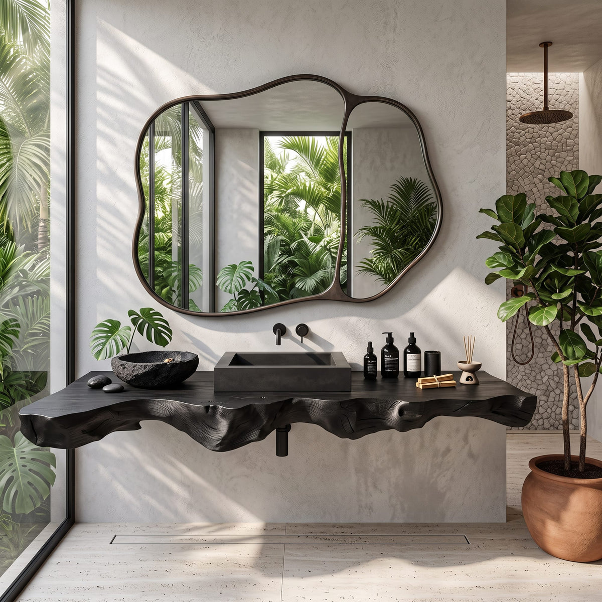 Live Edge Floating Storage Vanity