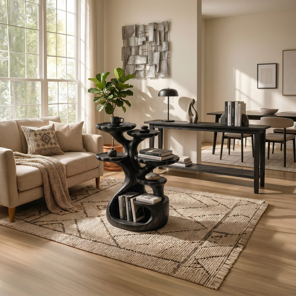 Contemporary Multi Tier Side Table Home, solid wood, built to order