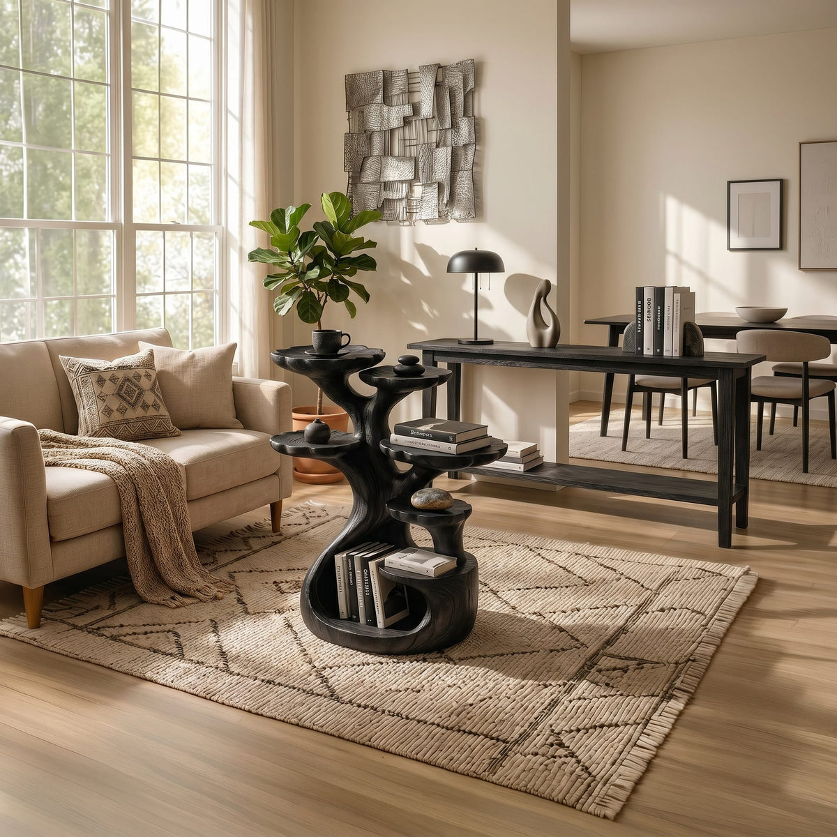 Contemporary Multi Tier Side Table Home, solid wood, built to order