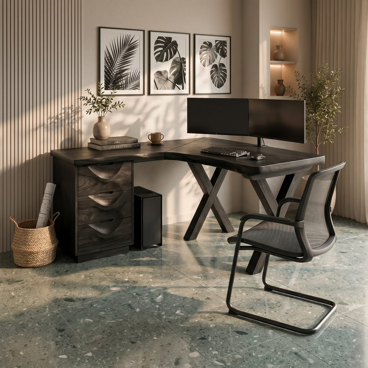 Contemporary Corner Executive Desk Home Office, solid wood, built to order