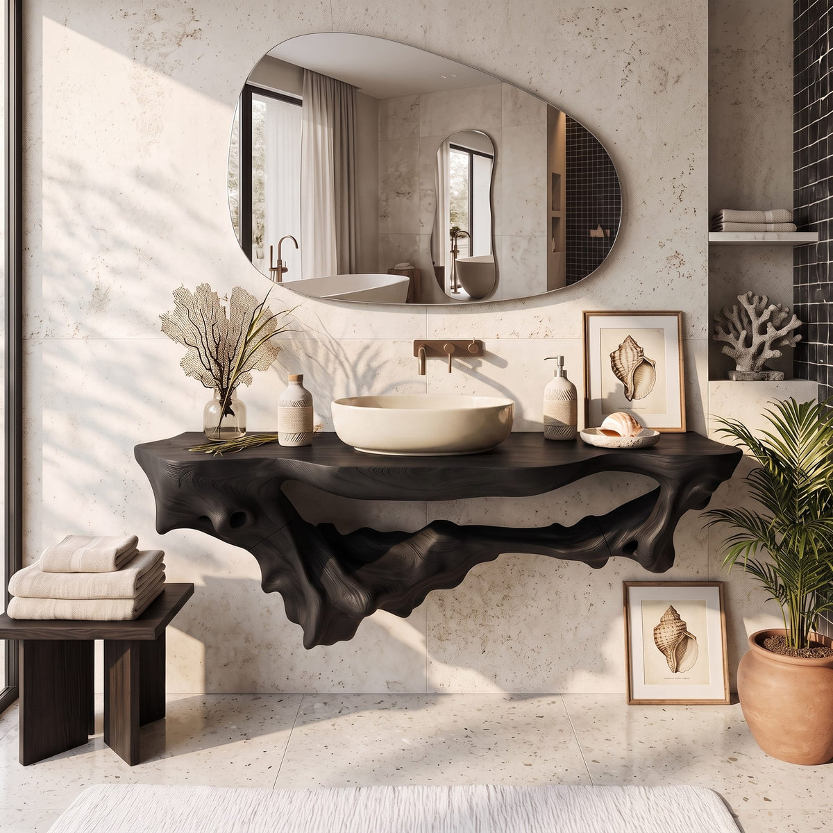 Mid Century Floating Bath Shelf