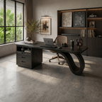 Organic Sculptural Executive Desk Workspace, solid wood, built to order, view 4