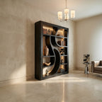 Wooden Bookshelf Featuring Ambient LED Shelving, solid wood, built to order