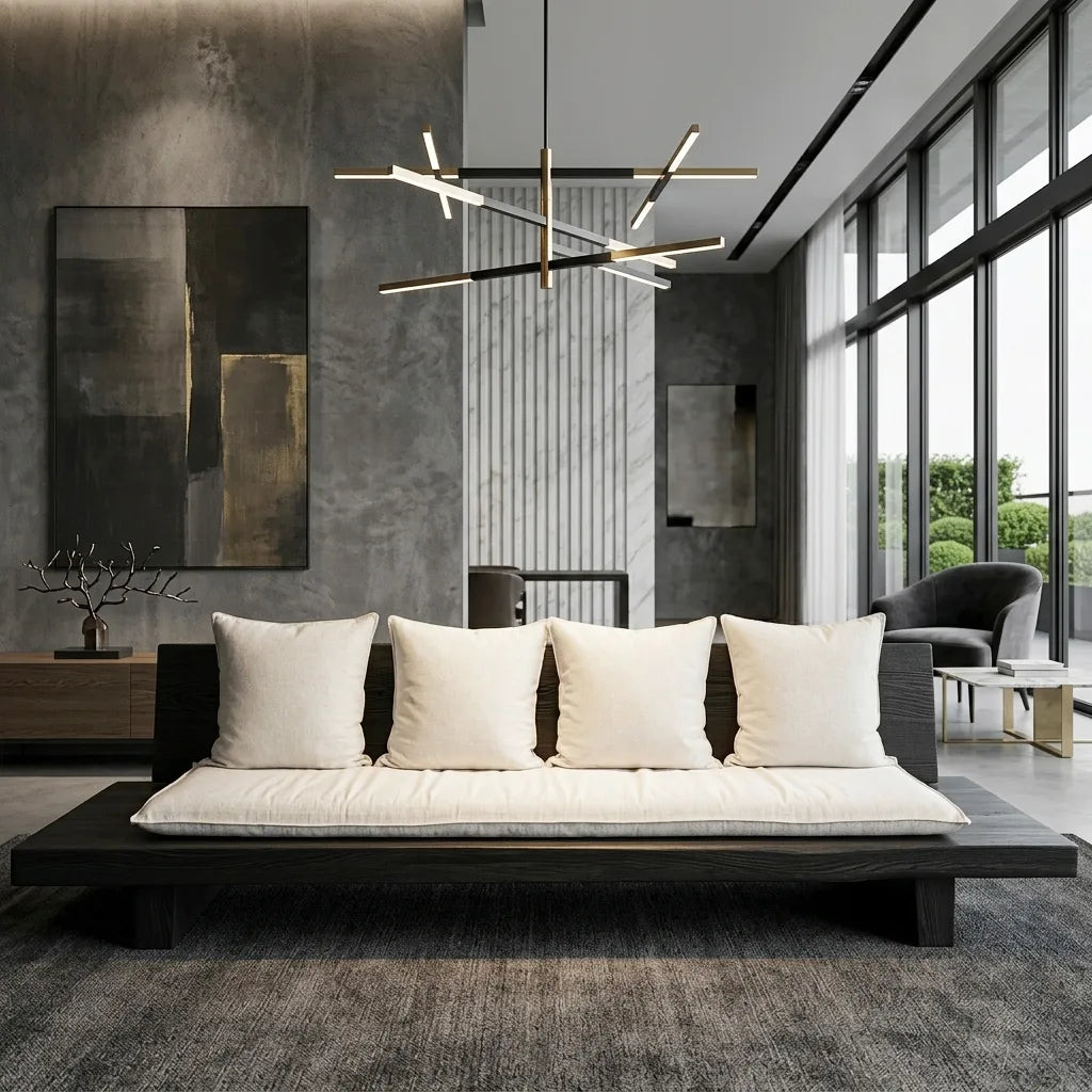 Minimalist Sofa with Cushions, solid wood, built to order, view 4