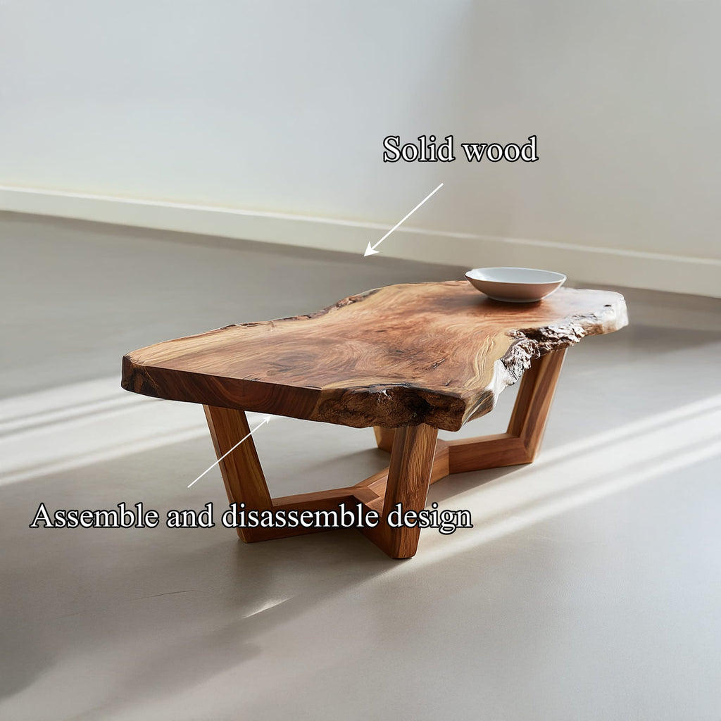 Mid Century Live Edge Coffee Table Living Room, solid wood, built to order