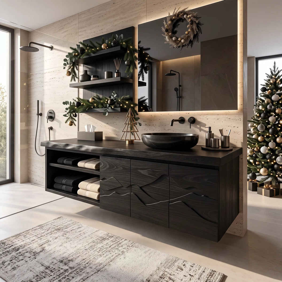 Contemporary Storage Bathroom Vanity Master Ensuite, solid wood, built to order