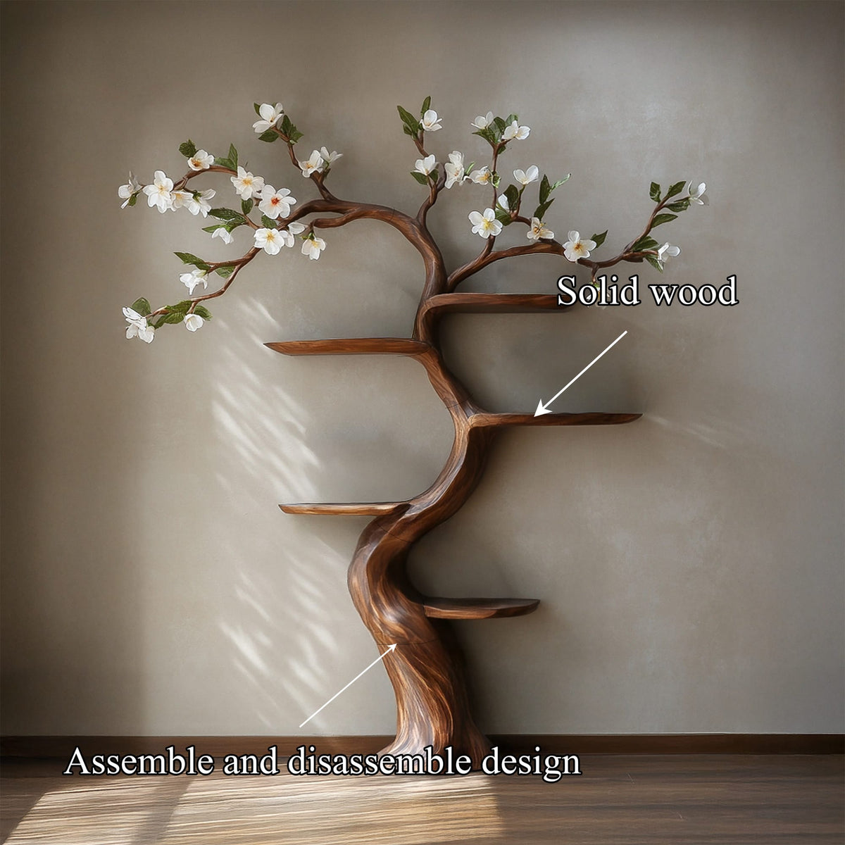 Solid Nature-inspired Tree Bookshelf