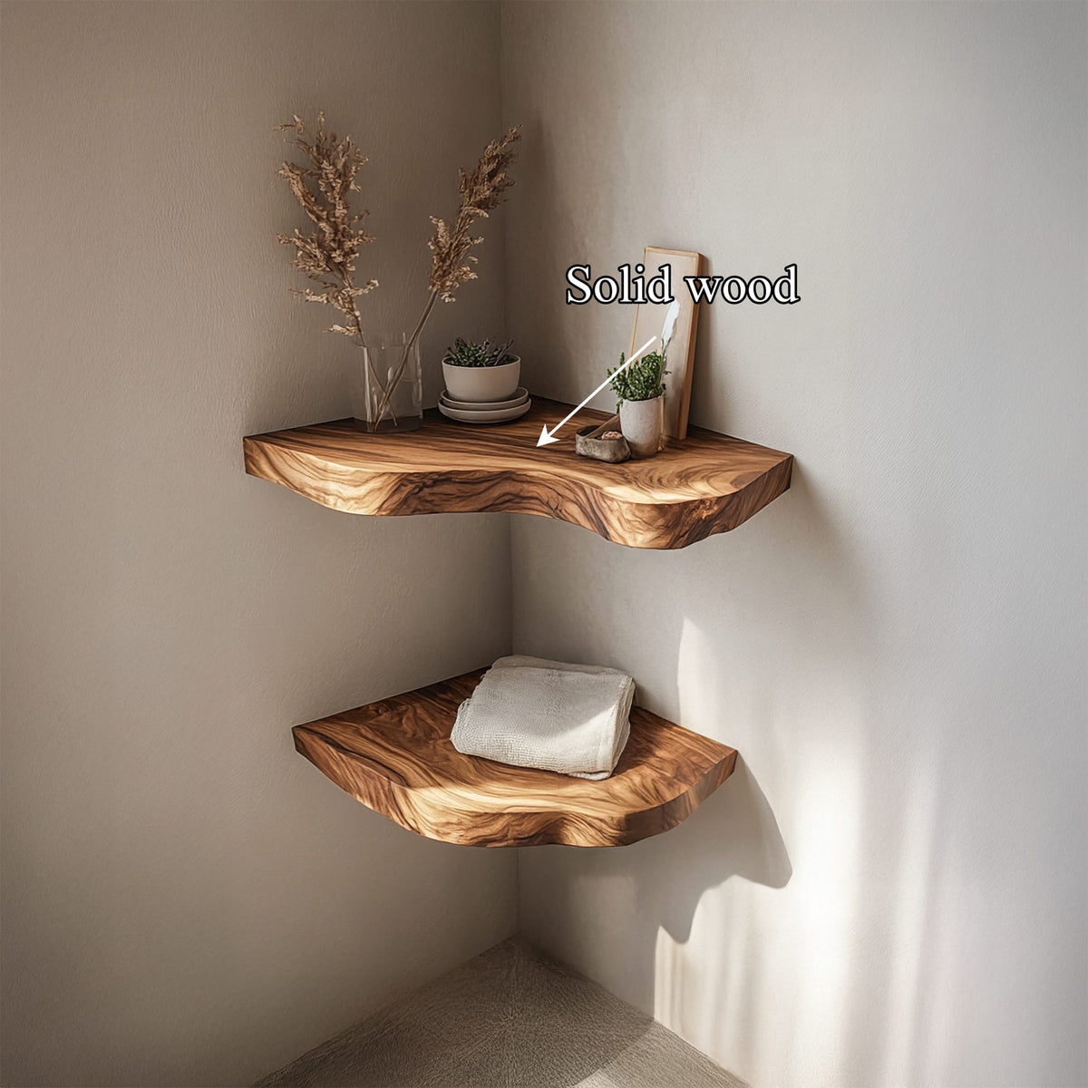 Live Edge Solid Display Floating Shelf
