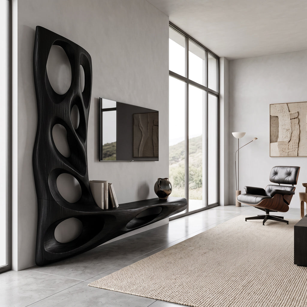 Sculptural Floating Entertainment TV Cabinet