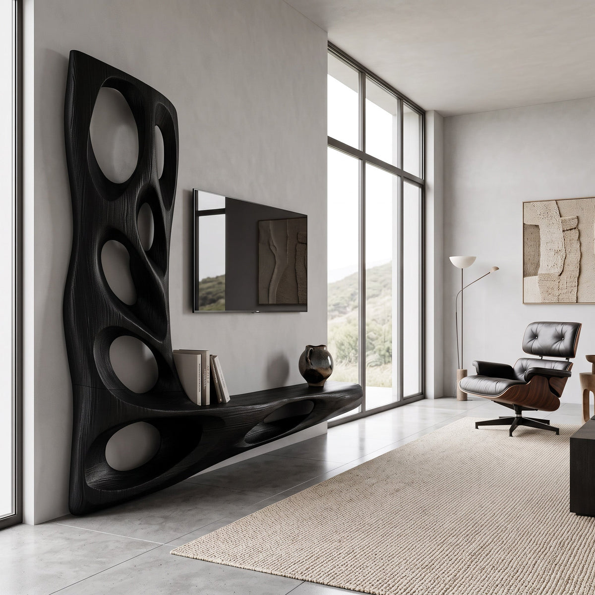 Sculptural Floating Entertainment TV Cabinet