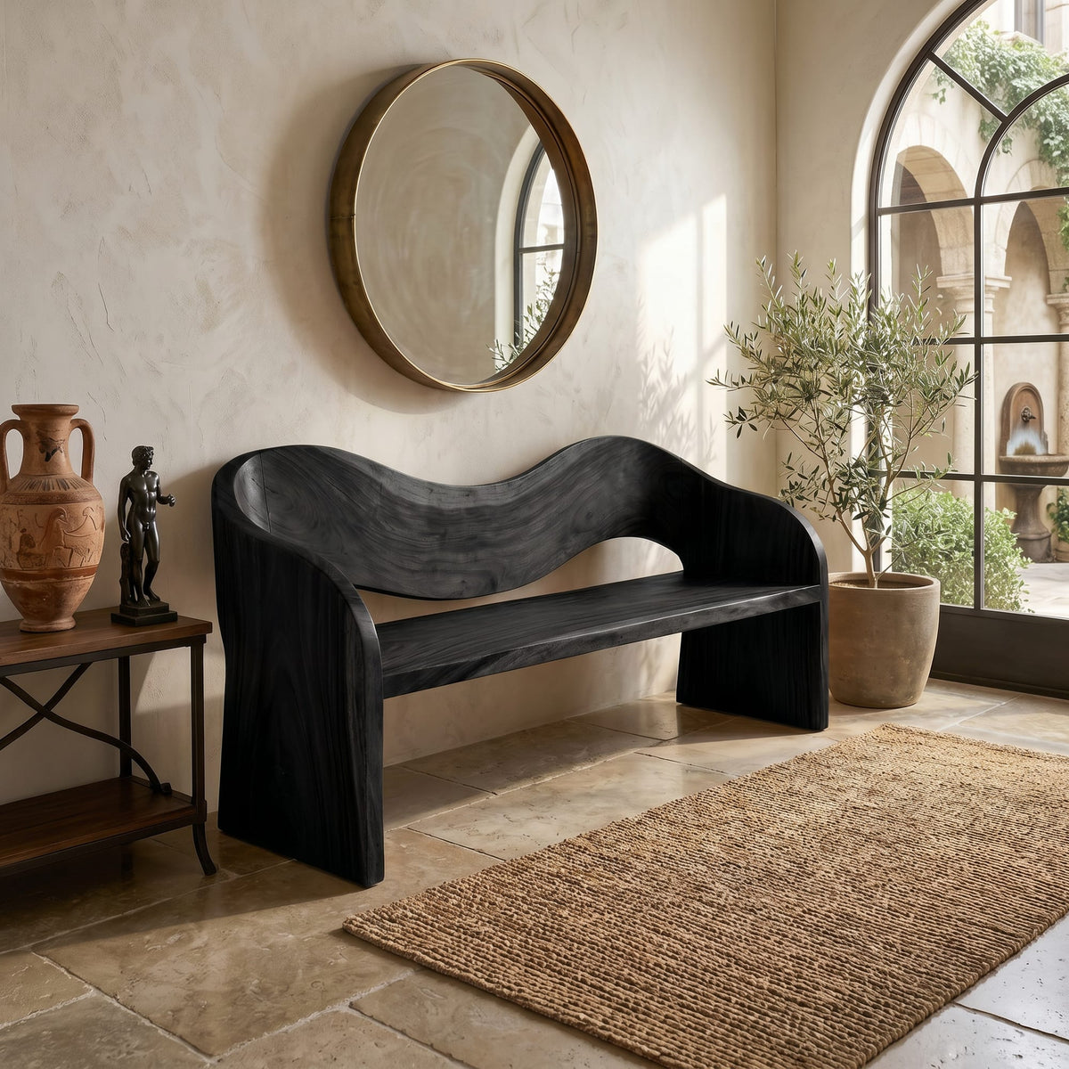Contemporary Accent Bench Residence, solid wood, built to order
