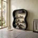 Contemporary Organic Bookshelf with Curved Frame, solid wood, built to order