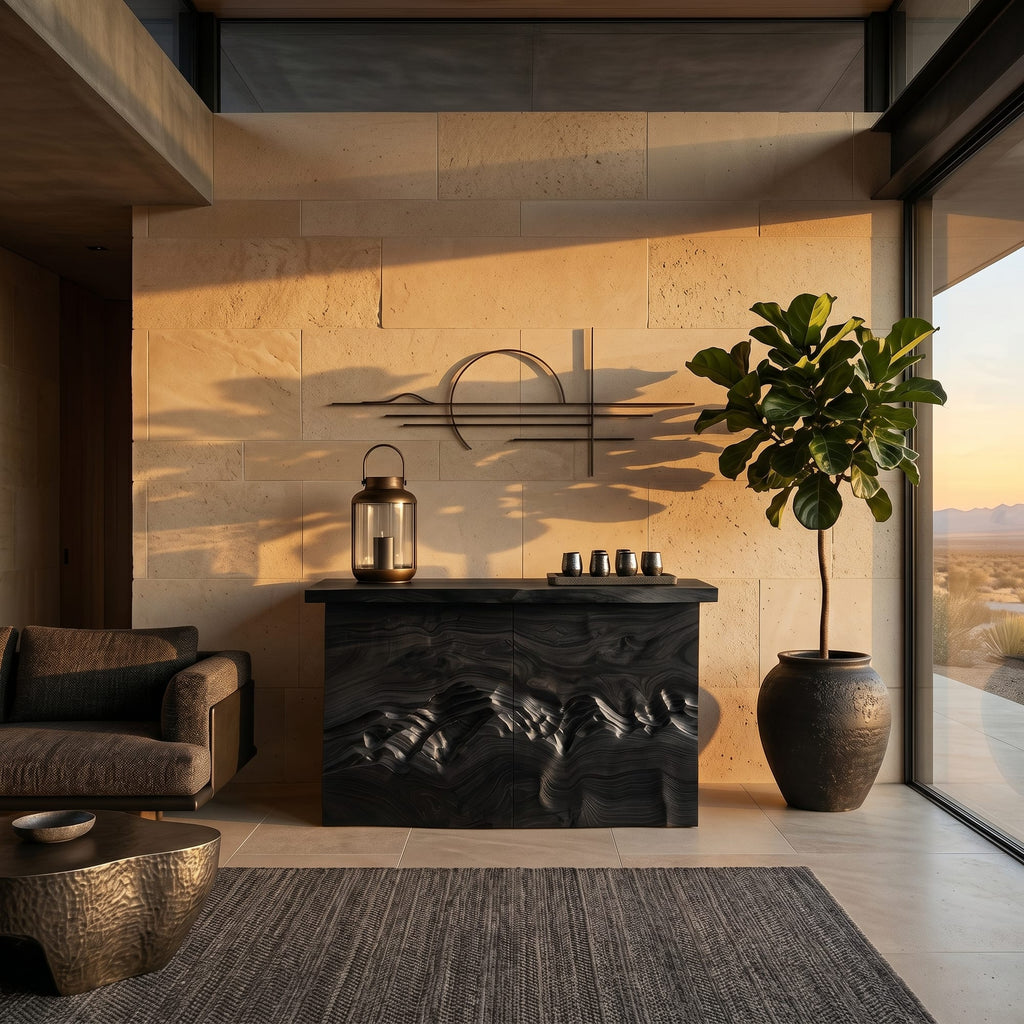 Minimalist Textured Edge Console Table, solid wood, built to order