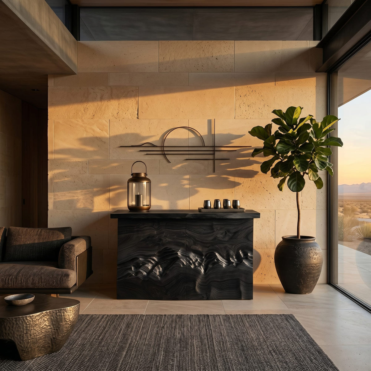 Minimalist Textured Edge Console Table, solid wood, built to order