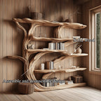 Rustic Book Tree Shelf Bookshelf, solid wood, built to order