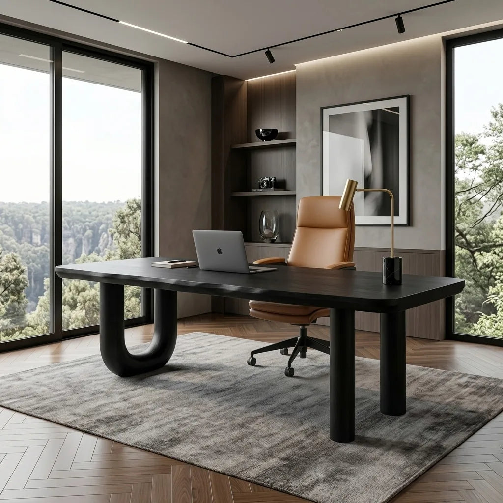 Organic U-shaped Leg Desk, solid wood, built to order, view 4