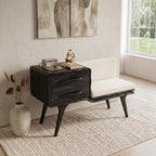 Mid Century Shoe Storage Bench Cushion, solid wood, built to order
