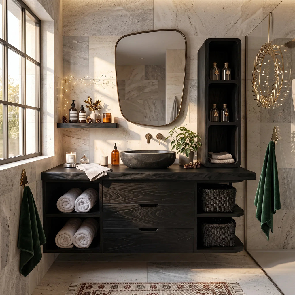Organic Modern Nutcracker Bathroom Vanity Wellness Room, solid wood, built to order, view 4