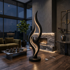 Contemporary Double Wave Lamp, solid wood, built to order, view 4