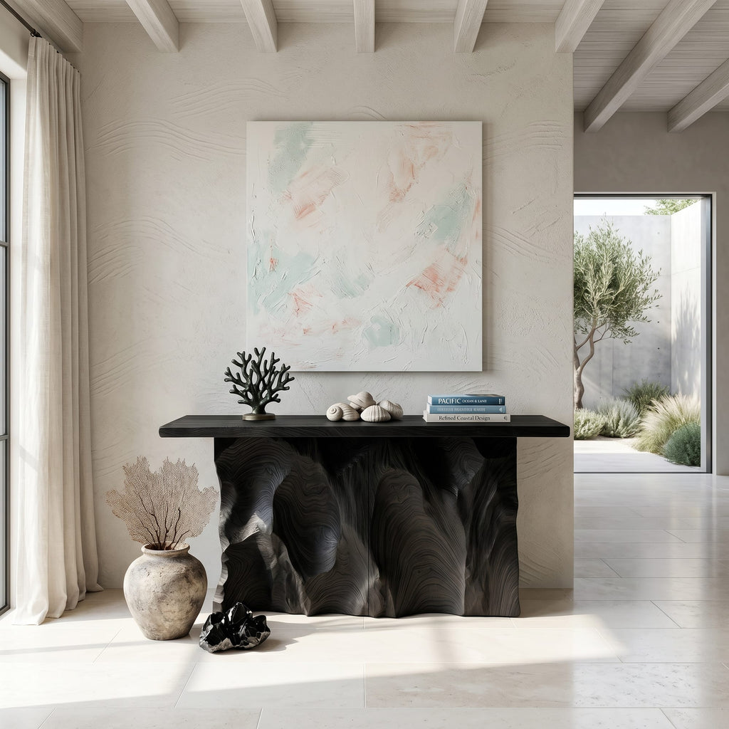 Minimalist Raw Edge Hall Table, solid wood, built to order
