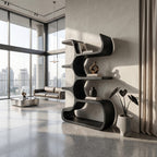 Contemporary Bookcase in Sculpted Curves, solid wood, built to order