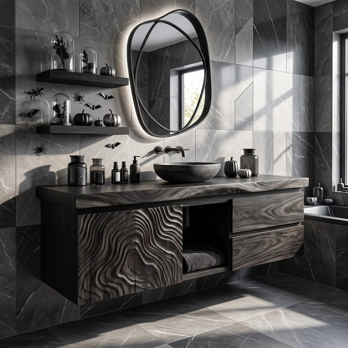 Contemporary Floating Bathroom Vanity Urban Loft, solid wood, built to order